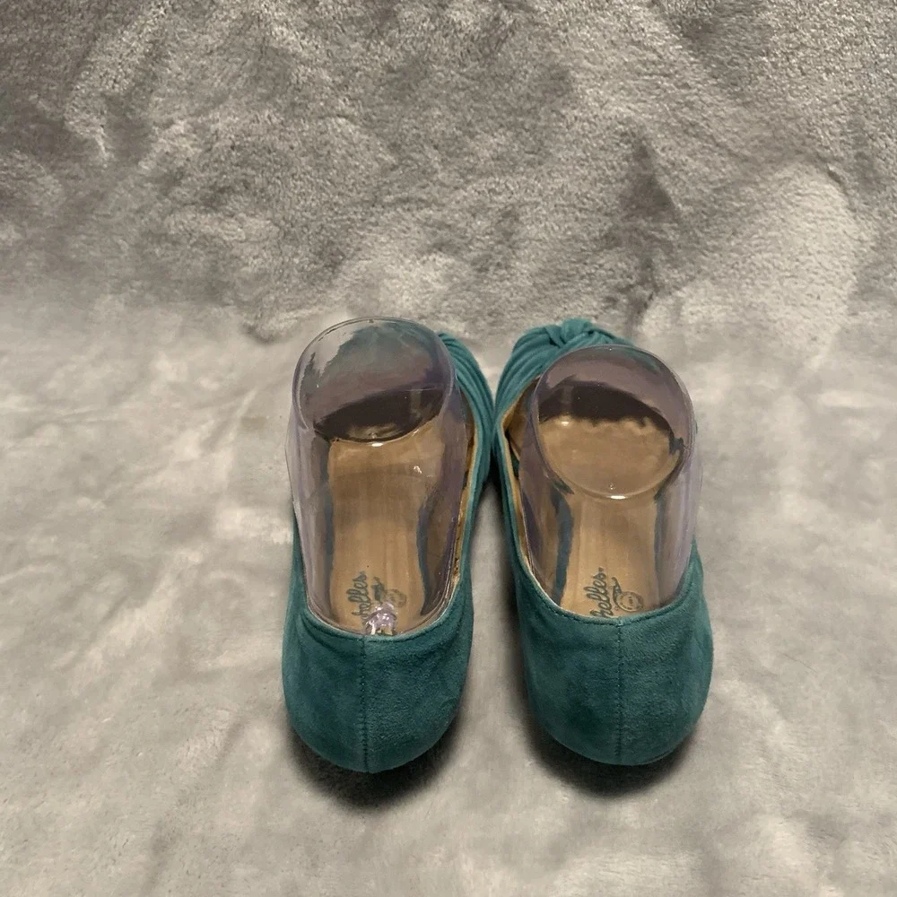 Seychelles Womens Shoes 6.5 Teal‎ Blue Suede Slip On Open Toe Coastal Passport